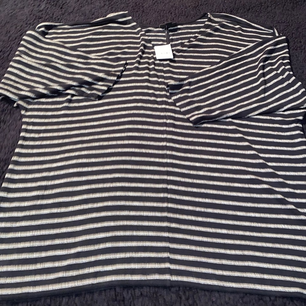 J. Jill Wearever Collection Blue Striped 3/4 Sleeve Tunic Top Size L